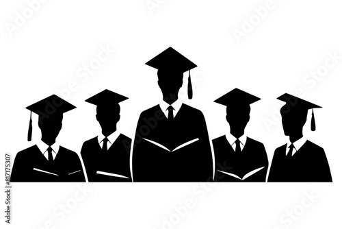 Group of graduates silhouette. Vector illustration