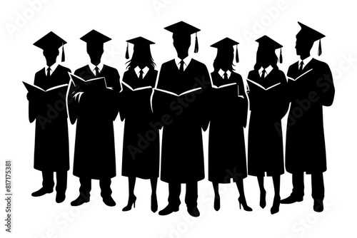 Group of graduates silhouette. Vector illustration