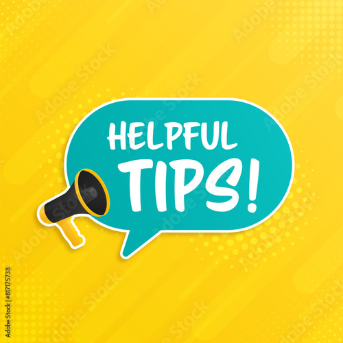 Speech bubble helpful tip composition with megaphone