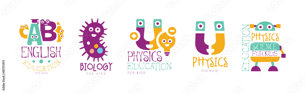 Fototapeta premium Kids Science Education Curriculum Club Logo Template Vector Set