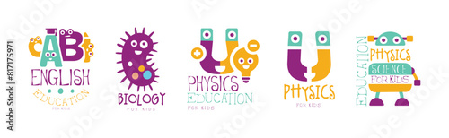 Kids Science Education Curriculum Club Logo Template Vector Set