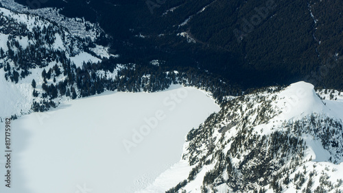 Mountains from the air with lake