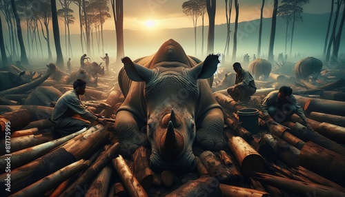Majestic Rhinoceros Among Ivory Poachers Captures the Harsh Reality photo