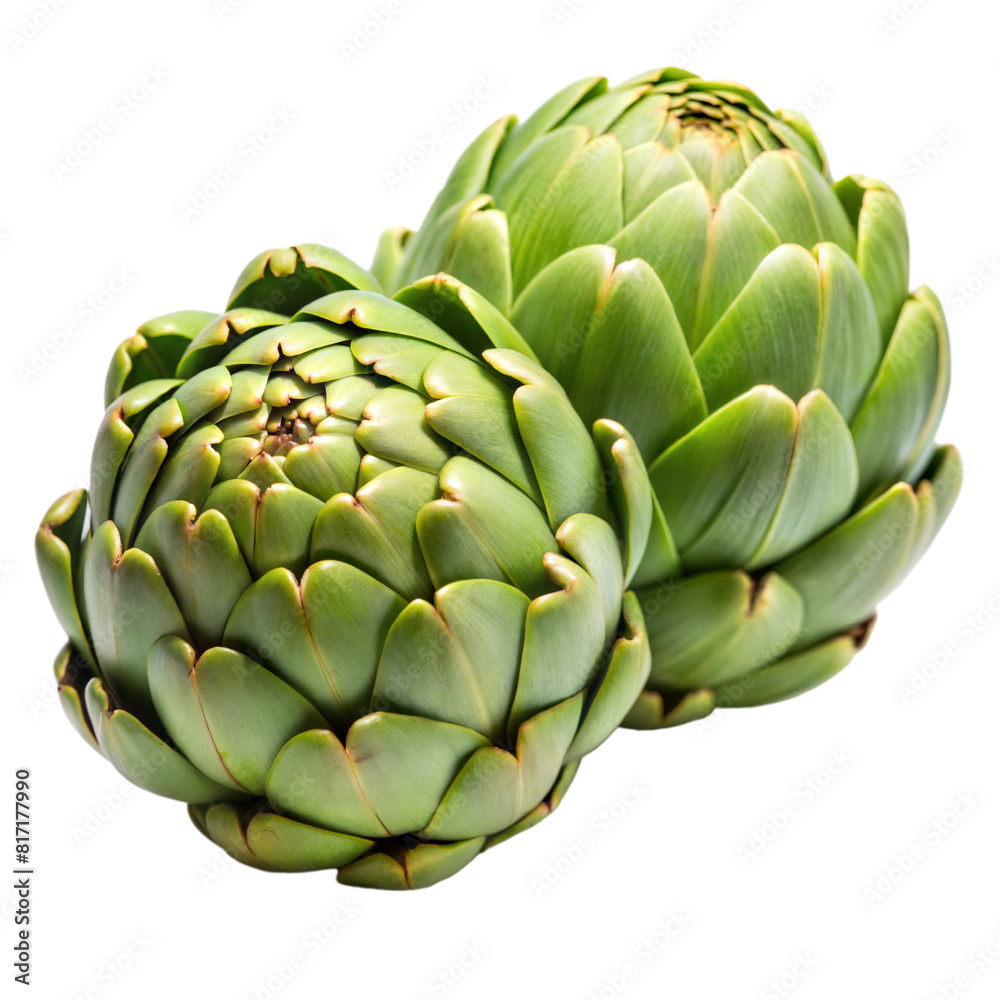Two Fresh Artichokes on Transparent Background for Culinary Design Projects Two Fresh Artichokes on Transparent Background for Culinary Design Projects