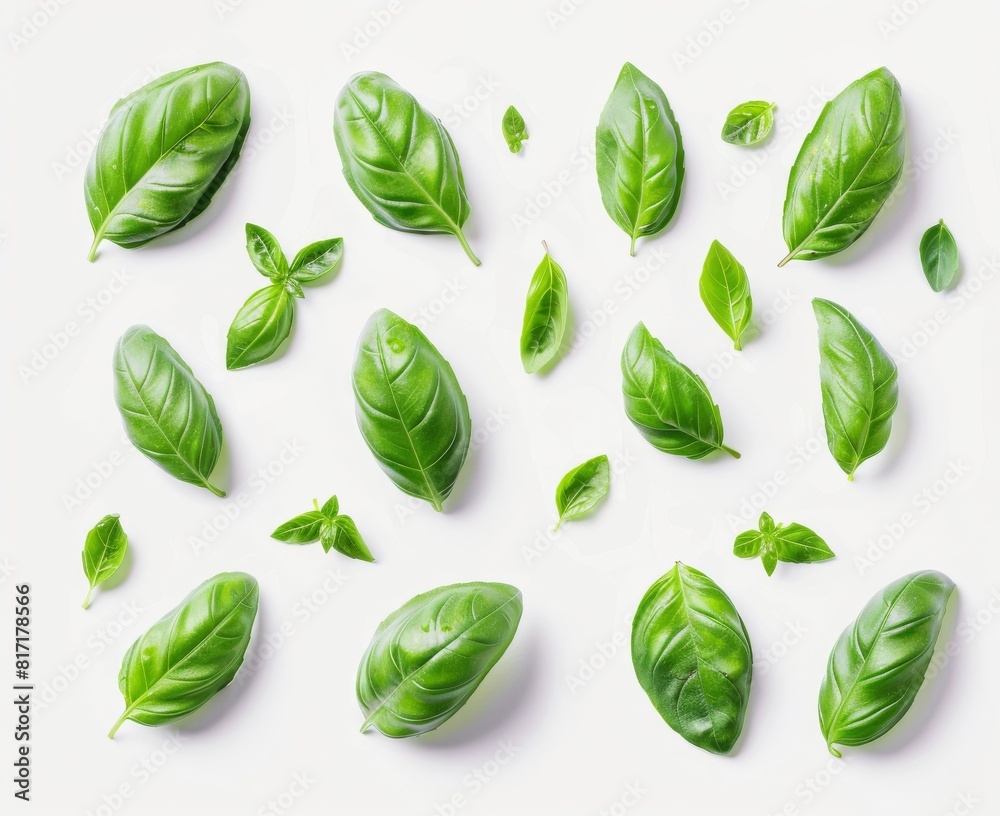 basil leaves isolated on white background basil leaves isolated on white background