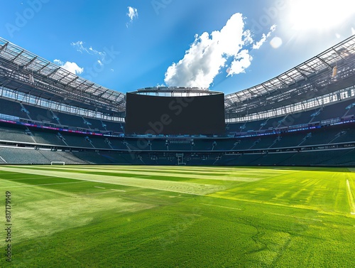 black LED screen on a sports field stadium