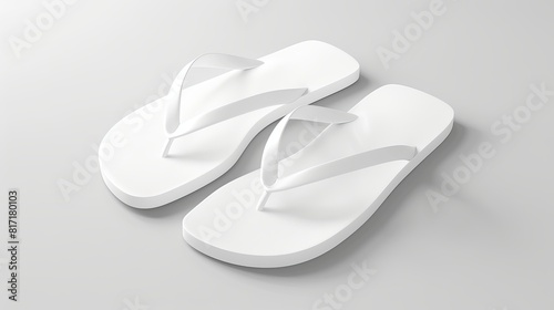 Wallpaper Mural 3D illustration of plain white beach slippers, presented as a mockup template on a white background. Torontodigital.ca