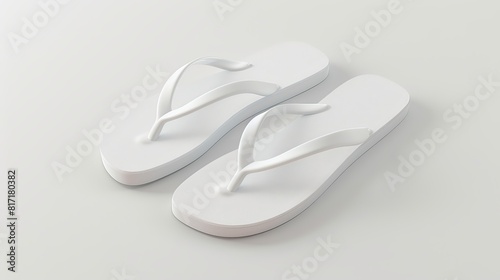 Wallpaper Mural 3D illustration of plain white beach slippers, presented as a mockup template on a white background. Torontodigital.ca
