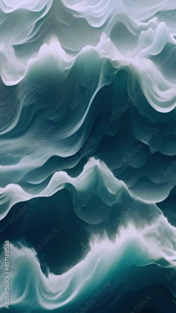 Extreme Wave , Large Ocean Beautiful Wave, Awesome power of waves breaking over dangerous rocks. Powerful ocean wave crushing on cliff slow-motion 4k video beauty