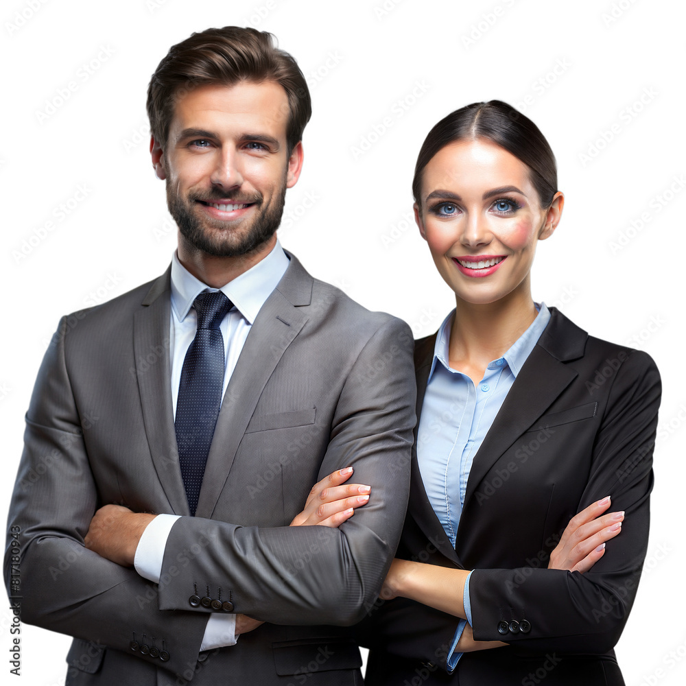 Business Professionals Smiling in Suits in Studio With Transparent Background Business Professionals Smiling in Suits in Studio With Transparent Background