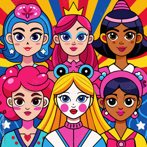 Character Designs for International Women’s Day, March 8th. An Array of Diverse Female Characters. Vibrant Vector Collection Featuring Women’s Faces