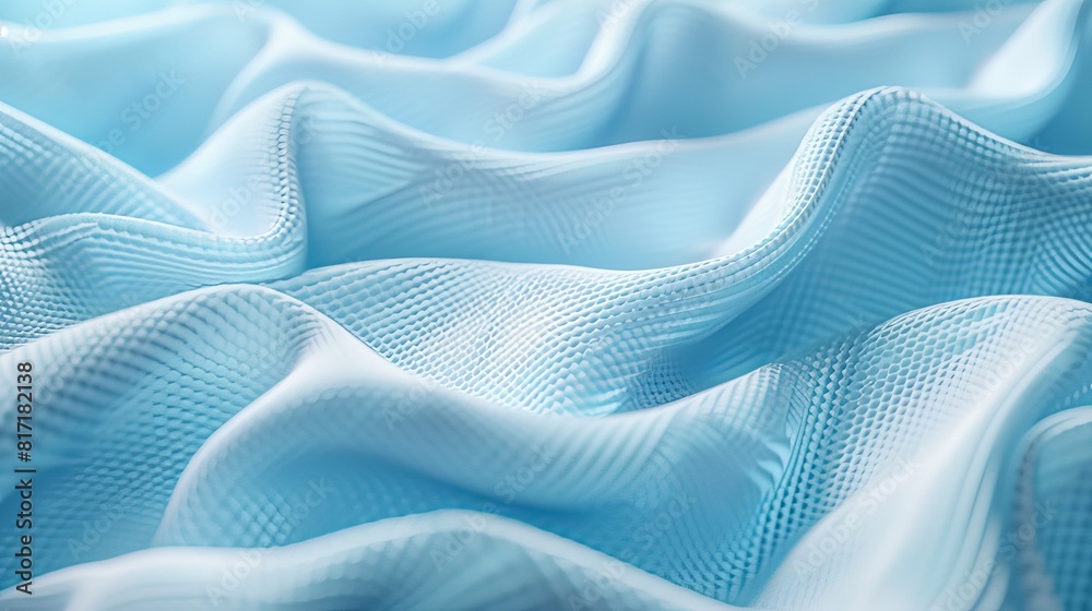 3D rendering of hierarchical materials including realistic fabrics, functional fibers, or sanitary pads, isolated advertising models featuring antibacterial disposable fiber and soft filler. 3D rendering of hierarchical materials including realistic fabrics, functional fibers, or sanitary pads, isolated advertising models featuring antibacterial disposable fiber and soft filler.
