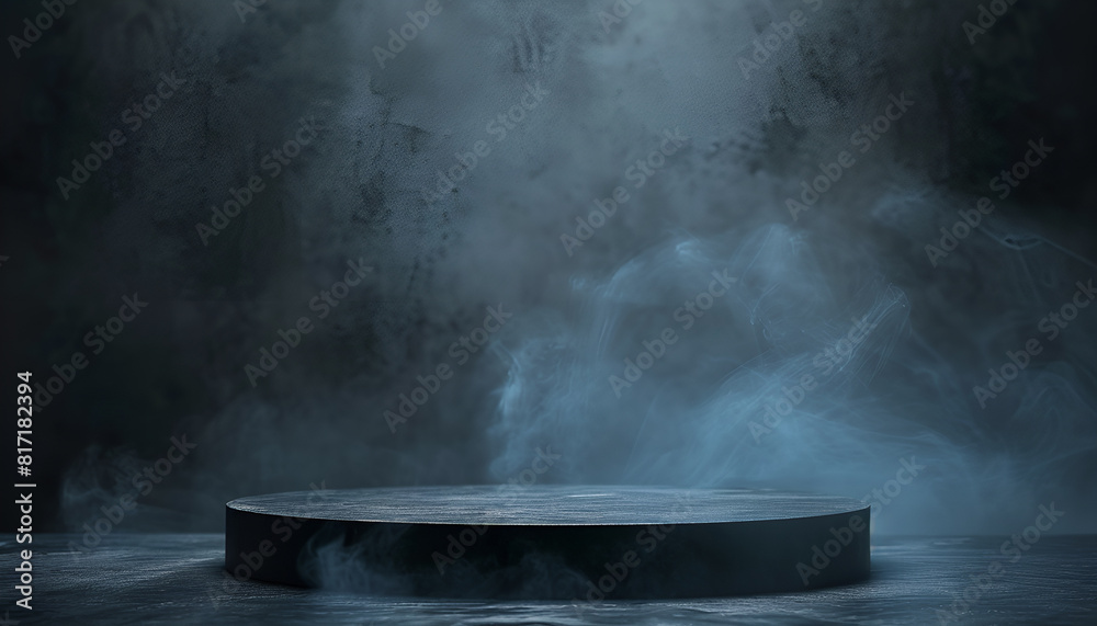 Minimalistic futuristic concept for product design podium, blurred dusty background Minimalistic futuristic concept for product design podium, blurred dusty background