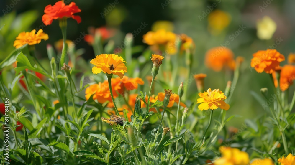 marigolds and nasturtiums flowers fields 