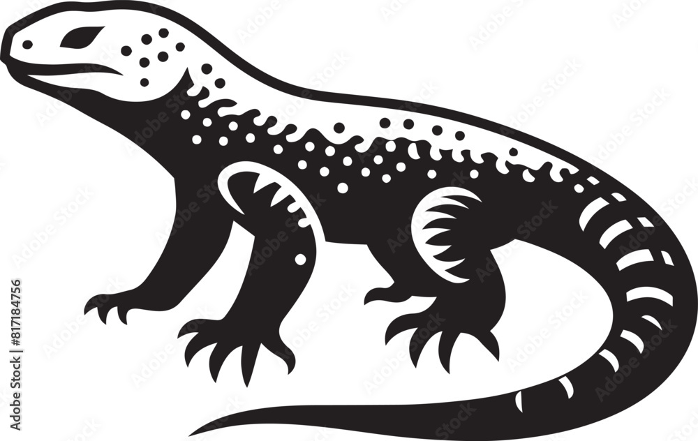 Fototapeta premium Gila Monster lizard silhouette vector illustration on white background.
