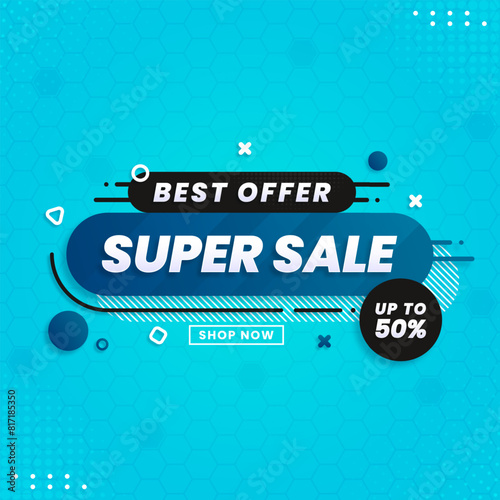 Gradient sale banner with discount isolated on abstract background