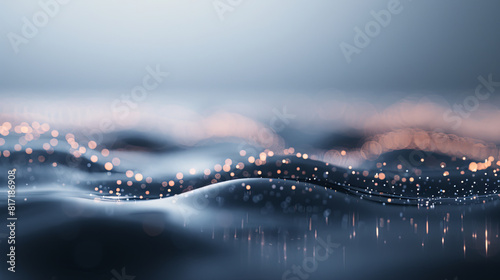 An abstract illustration of soundwaves made out of tiny lights. photo