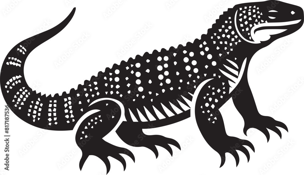 Gila Monster silhouette vector illustration on white background. Gila Monster silhouette vector illustration on white background.
