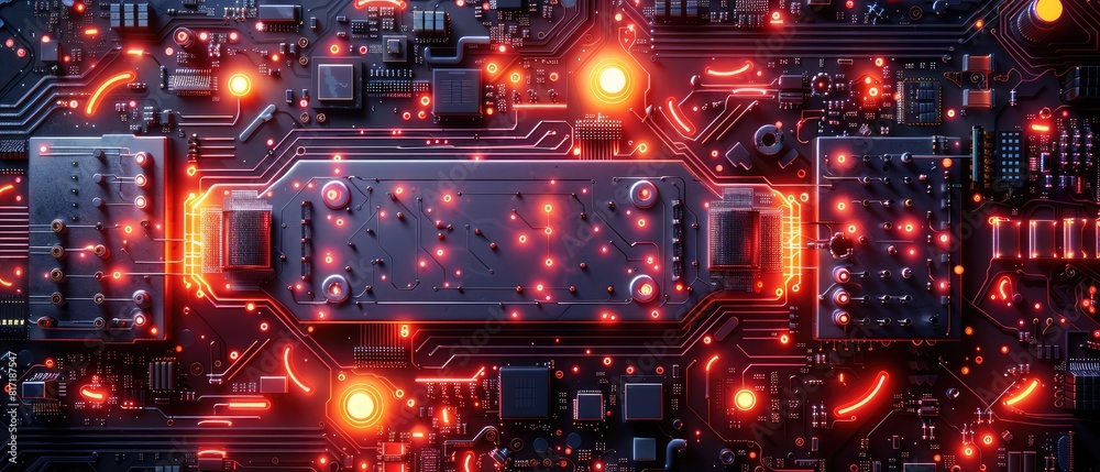 Close-up of a the circuitry on an integrated circuit board Close-up of a the circuitry on an integrated circuit board