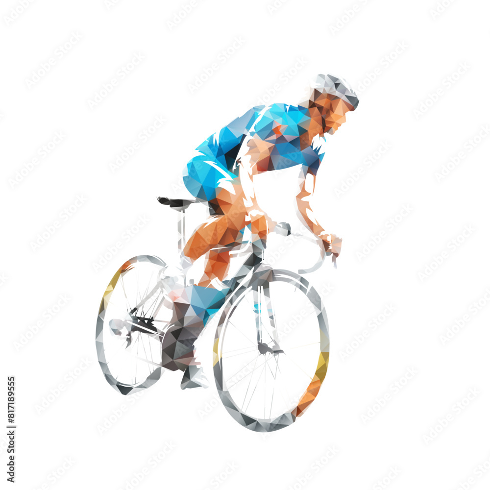 Biker, road cyclist riding bike, low polygonal geometric isolated vector illustration Biker, road cyclist riding bike, low polygonal geometric isolated vector illustration