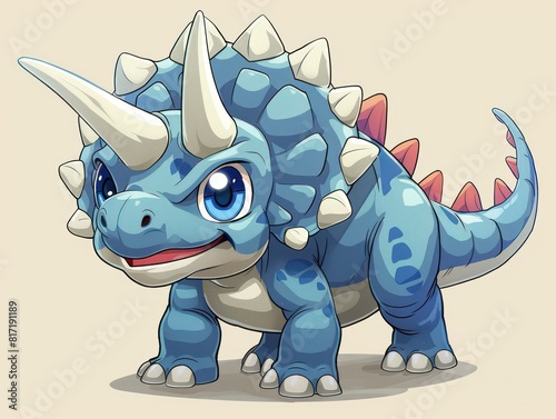 triceratops, simple retro character, white background