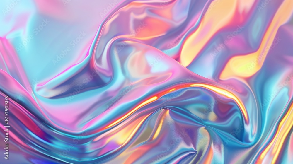 A colorful, flowing piece of fabric with a metallic sheen A colorful, flowing piece of fabric with a metallic sheen