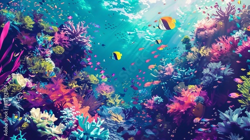 Vibrant Underwater Scene With Fish and Corals