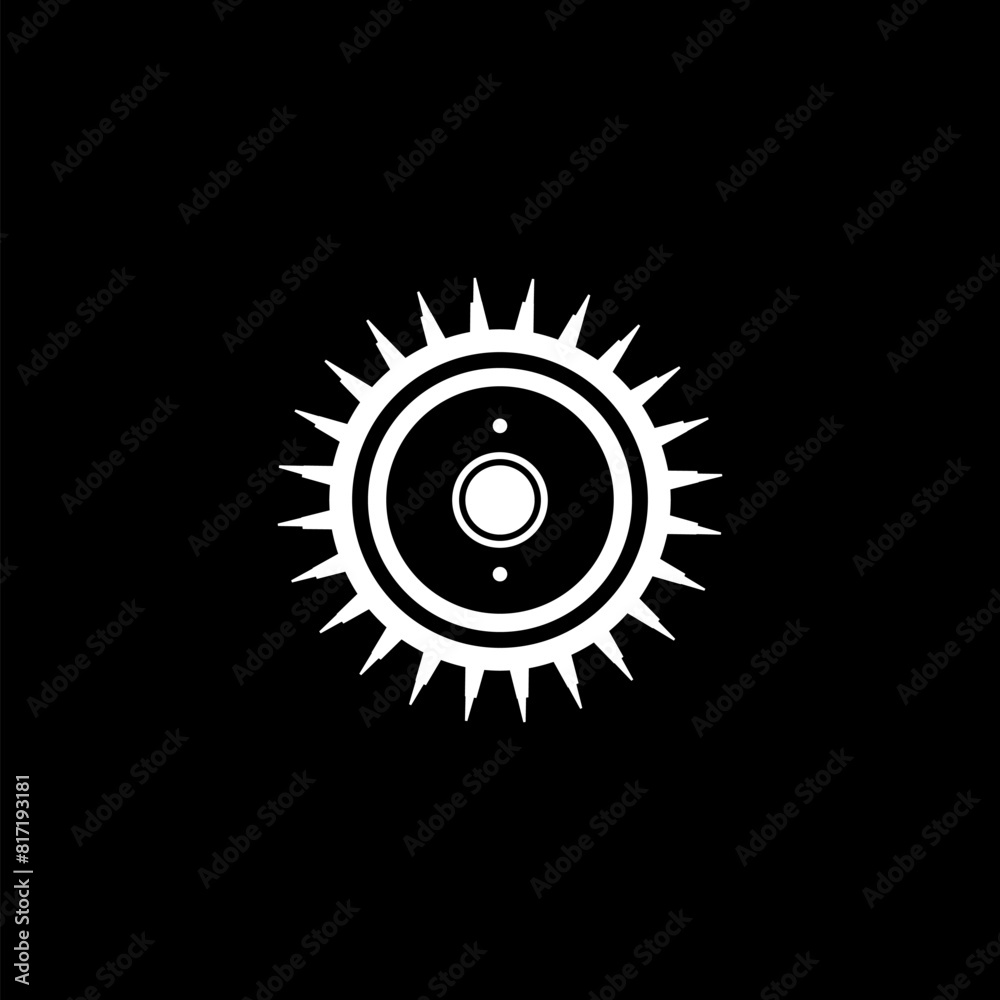 Fototapeta premium Circular saw blade icon isolated on black background. Saw wheel.