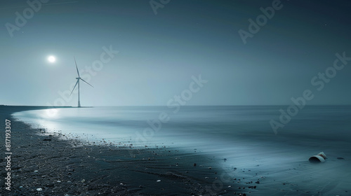 Une éolienne située au bord de la mer photo