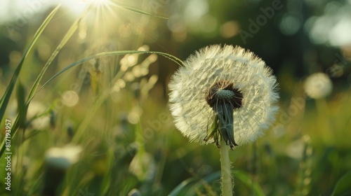 Close Up of Dandelion in Grass