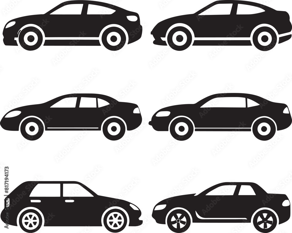 set of car icon illustration isolated in white background