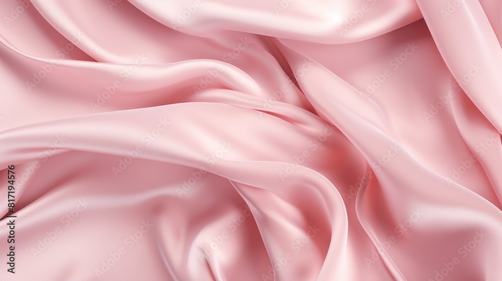  Beautiful pastel pink background with drapery and wavy folds of silk satin 