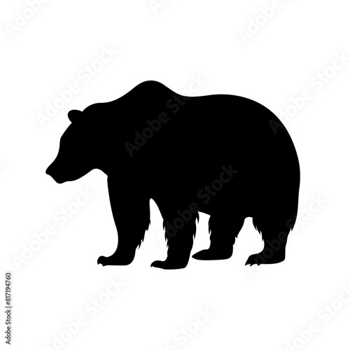 Bear silhouette, solid icon vector. Bear icon. Livestock concept. Bear sign on white background. Bear meat badge. Part of my game meat illustration collection. Hunt. Hunting.