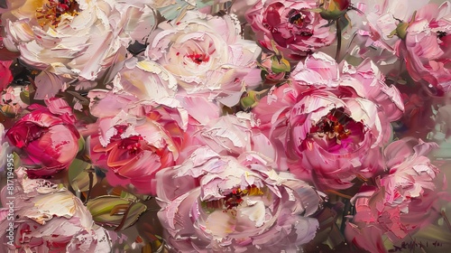 Pink and White Roses Oil Painting