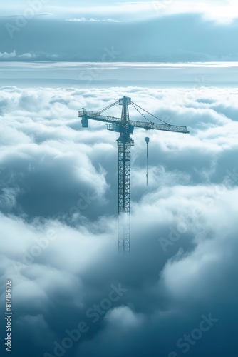 construction crane on the blue clouds