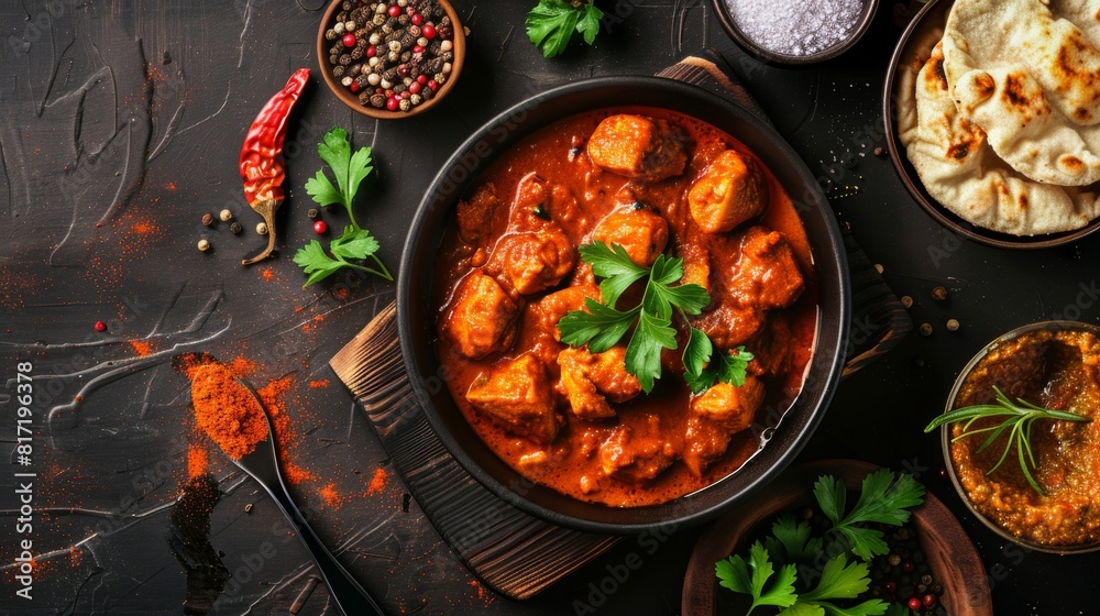 Indian Food in a Bowl on a Dark Table