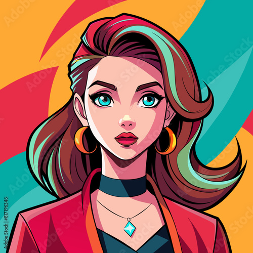 stylish-girl-portrait-logo-in-comic-style