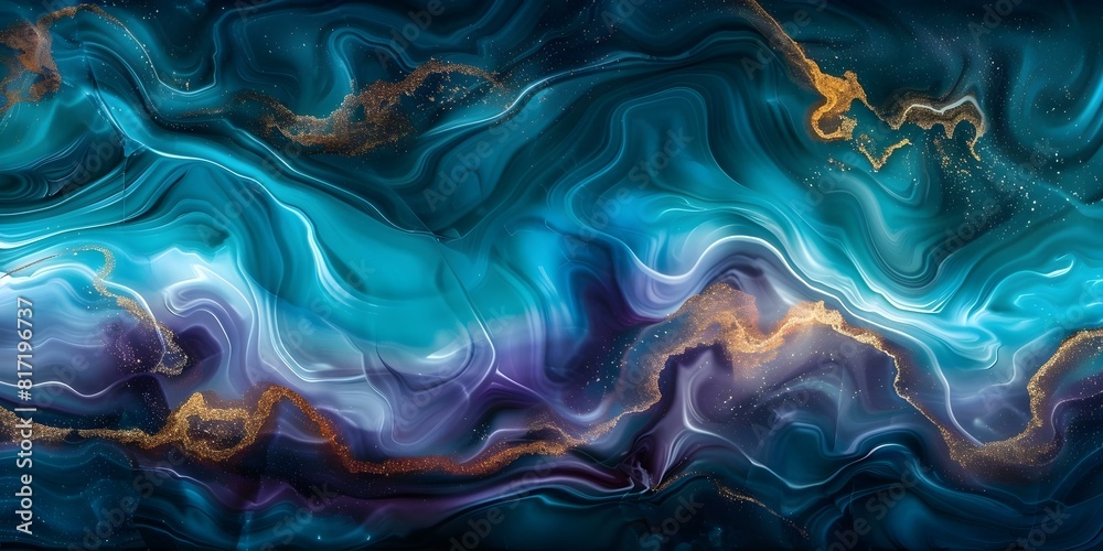 Obraz premium Luxurious and Natural Texture: Abstract Blue and Purple Marble with Gold Swirls. Concept Texture, Abstract, Marble, Gold, Swirls