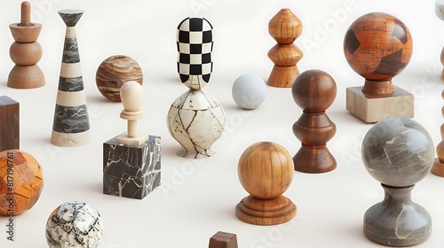 Different vantage points of objects isolated on white, highlighting the intriguing visual effects of perspective exploration.