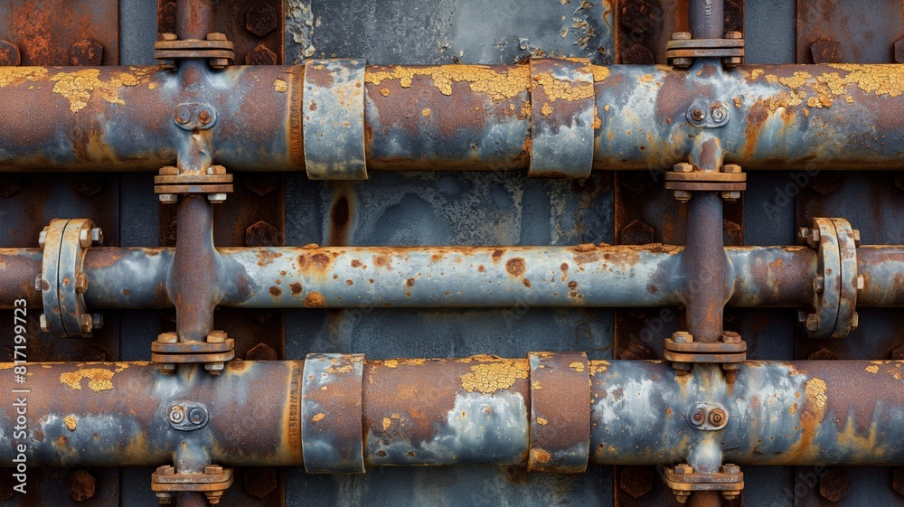 Aged rusty industrial pipes texture close-up Aged rusty industrial pipes texture close-up