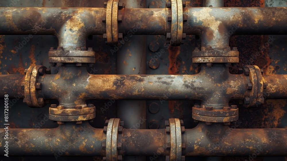 Textured old rusty pipes with peeling paint Textured old rusty pipes with peeling paint
