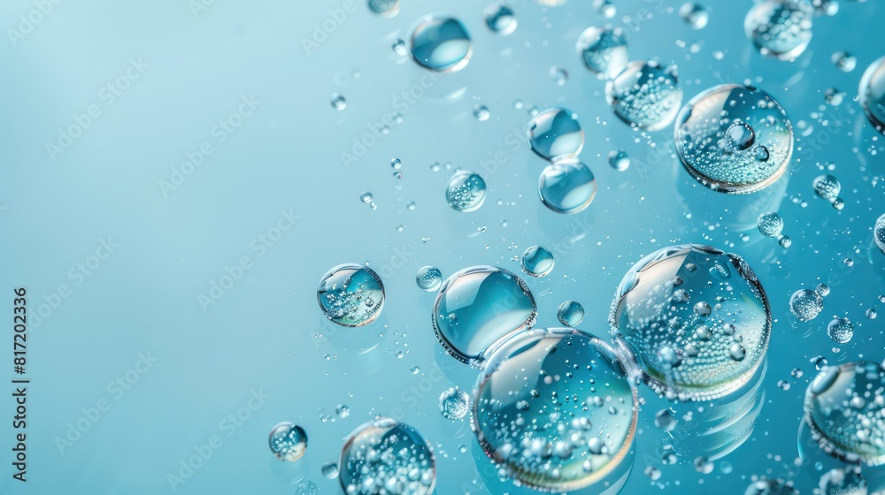 water drops of transparent blue background