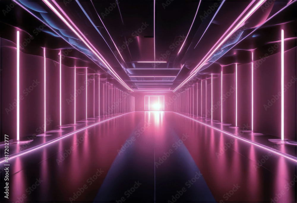 'laser dynamic rays colors lines glowing vibrant rendering tunnel light neon night stage empty ultraviolet club abstract background corridor room 3d fashion poduim three-dimensional'