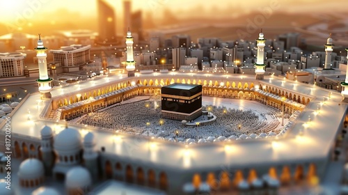 Holy Kaaba in Mecca, Saudi Arabia.