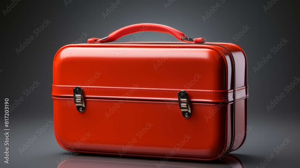 Red briefcase isolated on black background. Red briefcase isolated on black background.