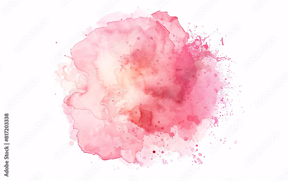 watercolor splashes forming a pink, magenta and yellow cloud shape on a white background for creative design projects	