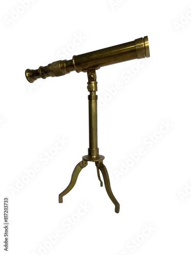 Antique Brass Telescope on Tripod Stand