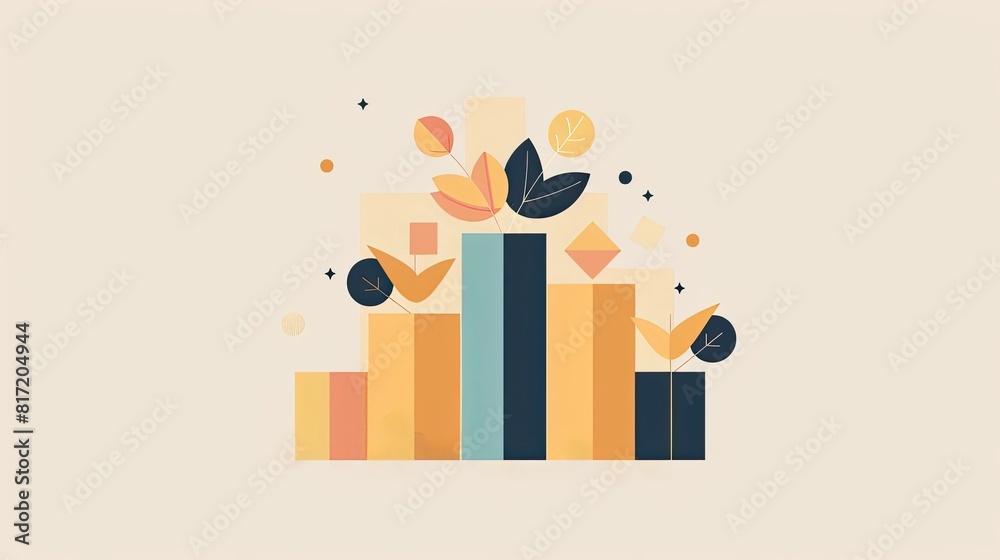 Minimalist Illustration of a Growing and Evolving Organization on Beige Background Minimalist Illustration of a Growing and Evolving Organization on Beige Background