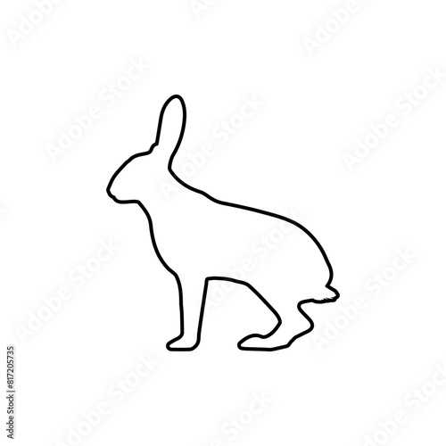Hare silhouette, outline icon vector. Hare icon. Livestock concept. Hare sign on white background. Hare meat badge. Part of my game meat illustration collection. Hunt. Hunting