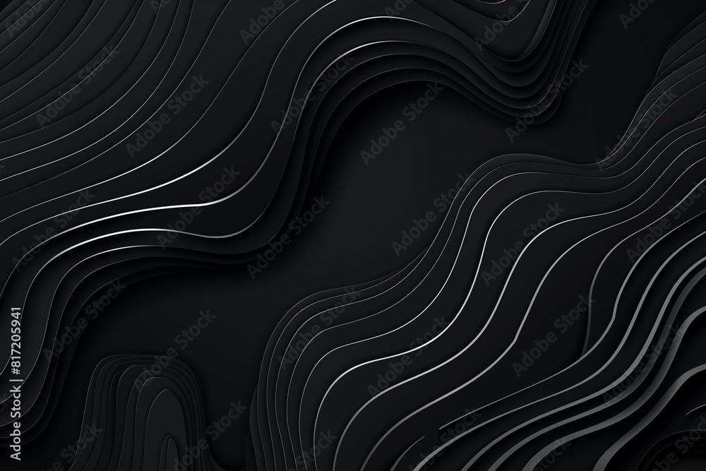 Black abstract background design. Modern wavy line pattern (guilloche curves) in monochrome colors. Premium stripe texture for banner, business backdrop. Dark horizontal vector template Black abstract background design. Modern wavy line pattern (guilloche curves) in monochrome colors. Premium stripe texture for banner, business backdrop. Dark horizontal vector template